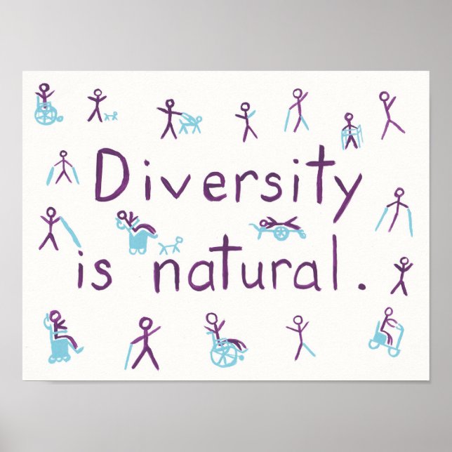 "Diversity ist natürlich" Strichmännchen Poster (Vorne)