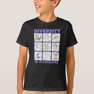 Diversity ist pawsome Niedlich Groovy Retro Vibes T-Shirt