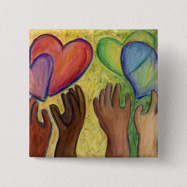 Diversity-Liebe für Herz und Nieren Lapel-Stift od Button (Vorderseite)