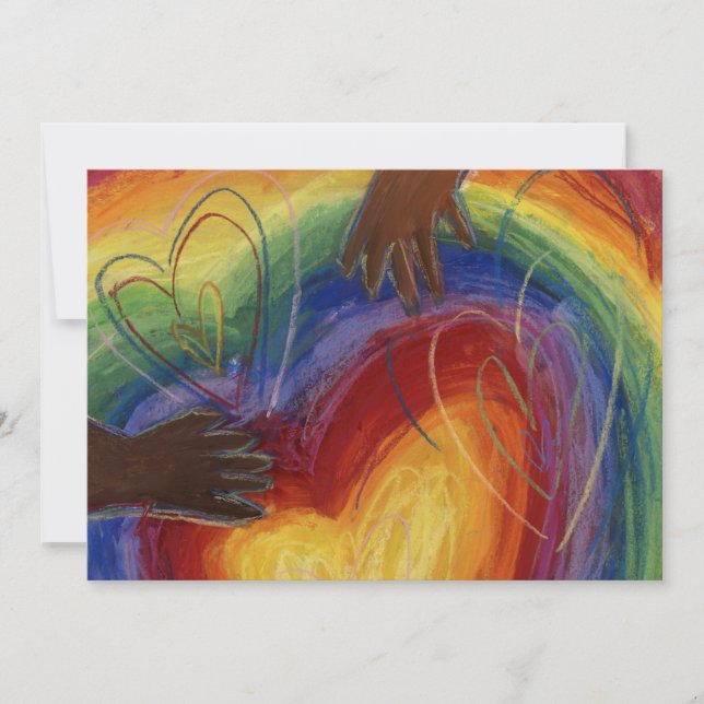 Diversity Liebe Herz Hände farbenfrohe Einladung (Vorderseite)