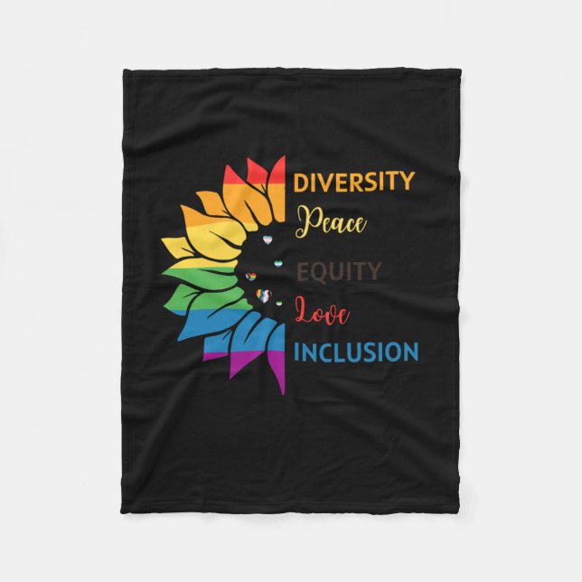 Diversity Peace Equity Liebe Inclusion - Rainbow S Fleecedecke (Vorderseite)