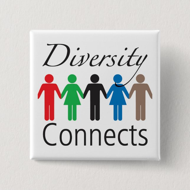 Diversity schließt quadratischen Knopf an Button (Vorderseite)