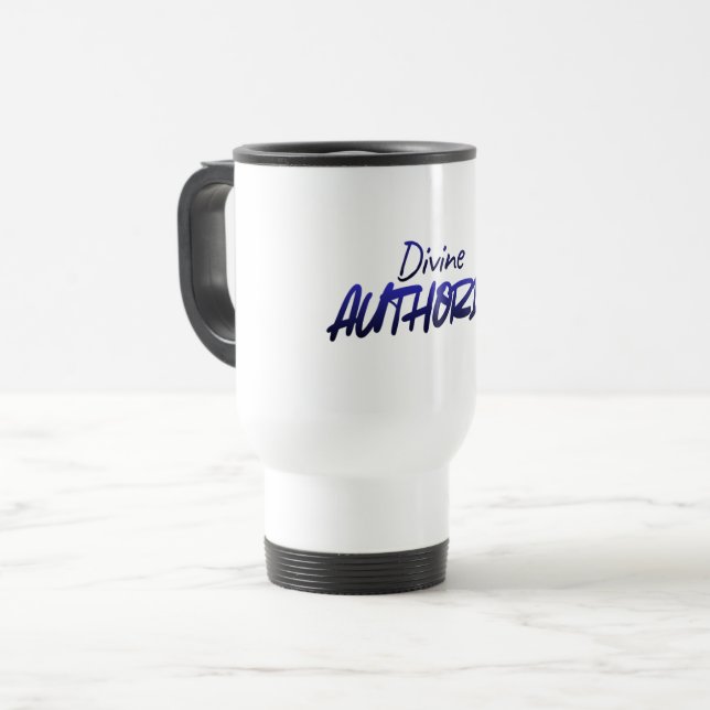 Divine AUTHORITY – Blue Gradient Design Travel Mug Reisebecher (Vorderseite Links)