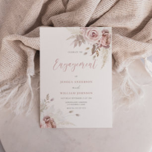 Divine Blush & Dusty Rose Blumenengagierte Party Einladung