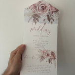 Divine Blush Dusty Rose Blumenhochzeit All In One Einladung<br><div class="desc">Diviner Blütenstaub Rose Blumenzwiebeln Alle in einem Einladung Siehe dazu passende Artikel im Nest- und Nestladen.</div>