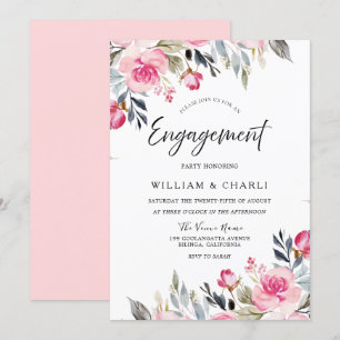 Divine Blush Watercolor Floral Engagement Party Einladung