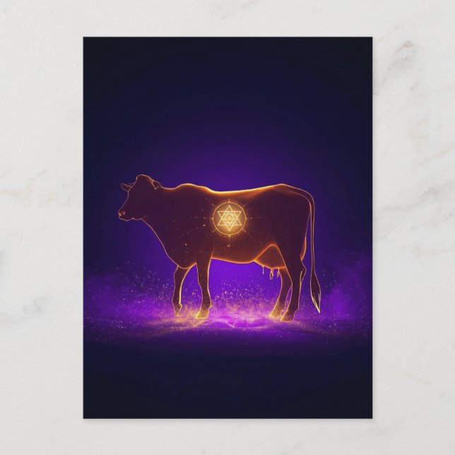 Divine Cow Silhouette | Govardhan Puja Spiritual Postkarte (Vorderseite)
