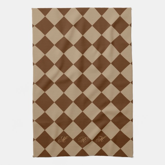 Divine Diamond Patterns_Chocolate Mocha_monogram Handtuch (Vertikal)