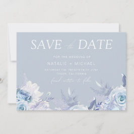 Divine Dusty Blue Floral Wedding Save The Date
