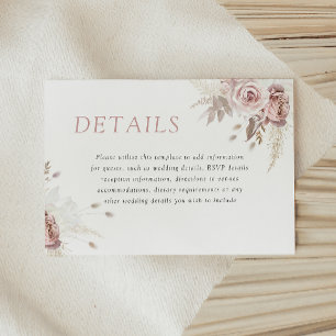 Divine Dusty Rose Blush Blumenzwiebeldetails Begleitkarte