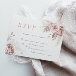 Divine Dusty Rose Blush Floral Wedding All Event R RSVP Karte