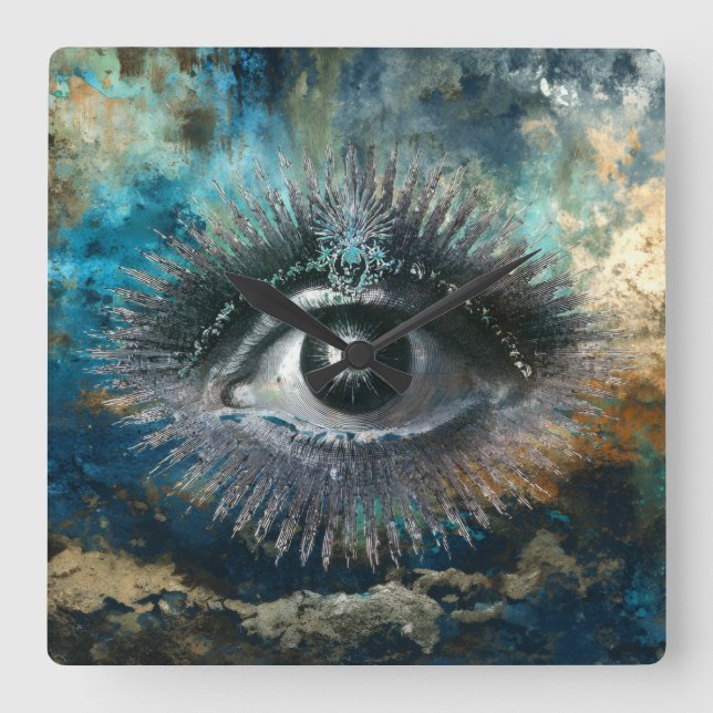Divine Eye Wall Clock Quadratische Wanduhr (Vorderseite)