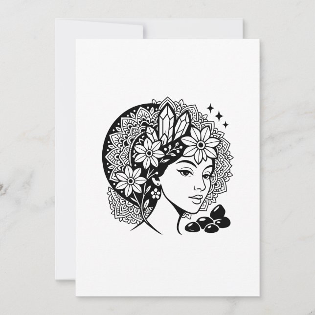 Divine Feminine Mandala Blumengestein Einladung (Vorderseite)