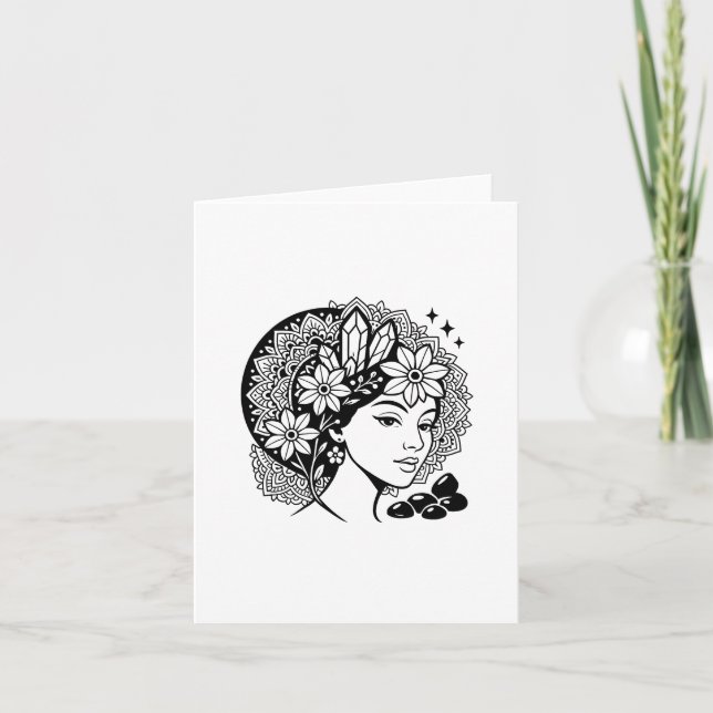 Divine Feminine Mandala Blumengestein Einladung (Vorderseite)