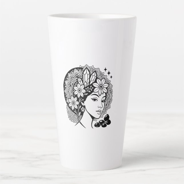Divine Feminine Mandala Kunst, Dichtung und Musik Milchtasse (Vorderseite)