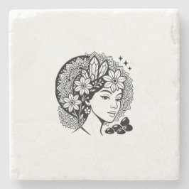 Divine Feminine Mandala Kunst, Dichtung und Musik Steinuntersetzer