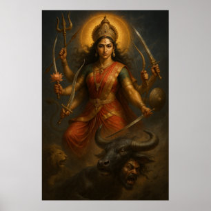Divine Goddess Durga   Kosmischer Krieger des Lich Poster