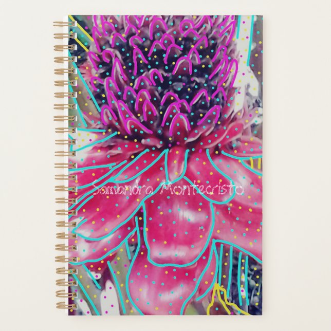 Divine Hot Pink Pineapa Blume Planner Planer (Vorderseite)
