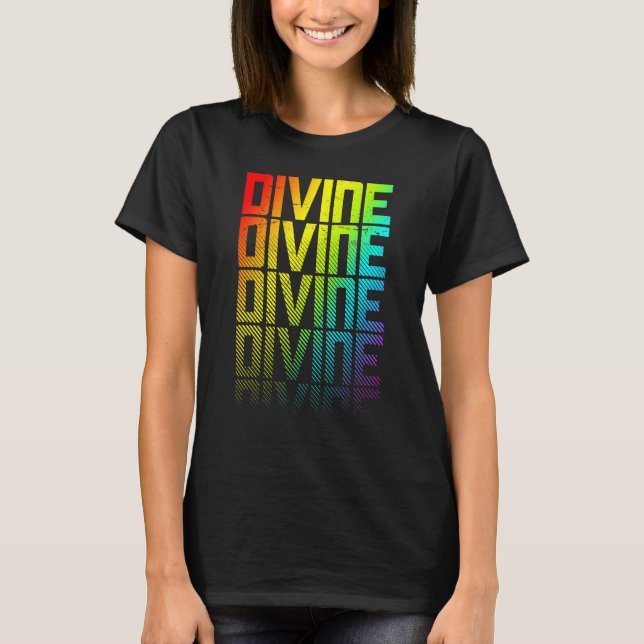 Divine Lgbtq+ Rainbow Gay Pride Text Fade Graphic T-Shirt (Vorderseite)