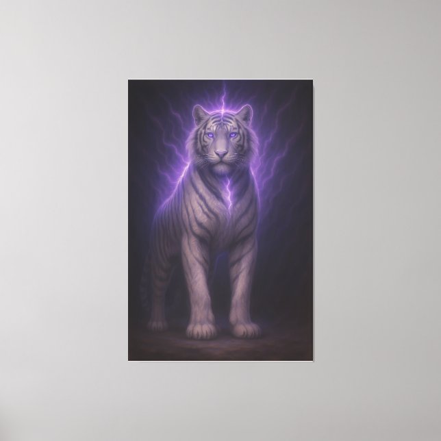 Divine Lightning White Tiger – Celestial Power Fan Leinwanddruck (Vorderseite)