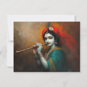 Divine Lord Krishna Baroque Antique Style Postkarte