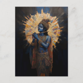 Divine Lord Krishna spielt Flute Art Nouveau Postkarte