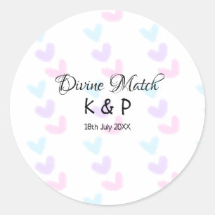 Divine match add pair name Letter heart Runder Aufkleber