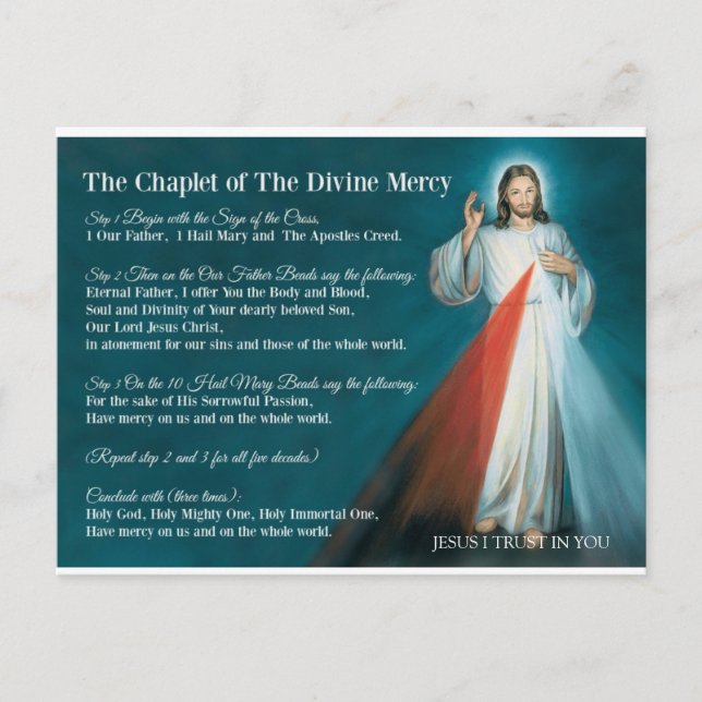 DIVINE MERCY CHAPLET PRAYER POSTKARTE (Vorderseite)