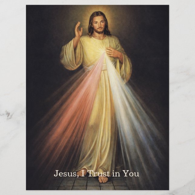 Divine Mercy of Jesus Chaplet Prayer Religious Briefbogen (Vorderseite)