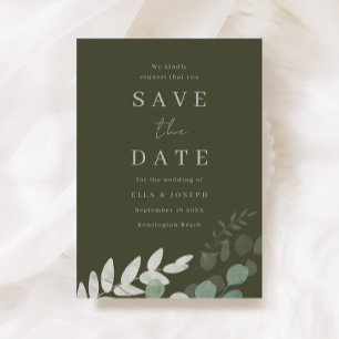 Divine Olive Green Leaf Elegance Hochzeit Save The Date