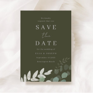 Divine Olive Green Leaf Elegance Hochzeit Save The Date