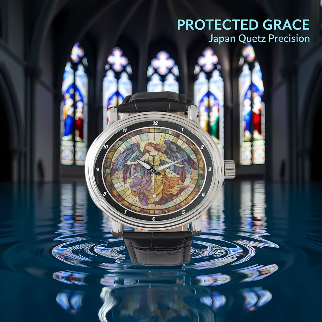 Divine Radiance Stained Glass Angel Wall Armbanduhr (Von Creator hochgeladen)