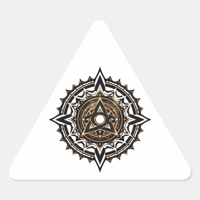 Divine Sacred Mandala - Black & Gold Trishul Dreieckiger Aufkleber (Vorderseite)