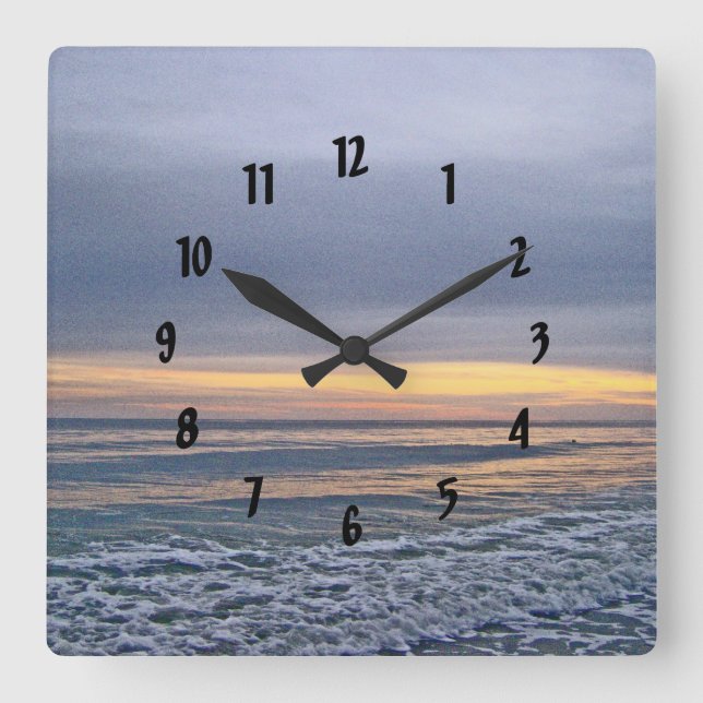 Divine Sunset entlang Oak Island Beach Quadratische Wanduhr (Vorderseite)