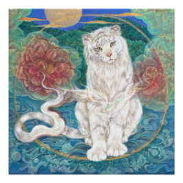 Divine White Tiger of the Moonlit Ring Poster