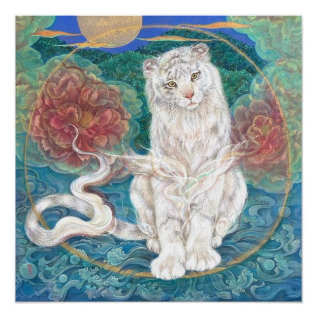 Divine White Tiger of the Moonlit Ring Poster (Vorderseite)
