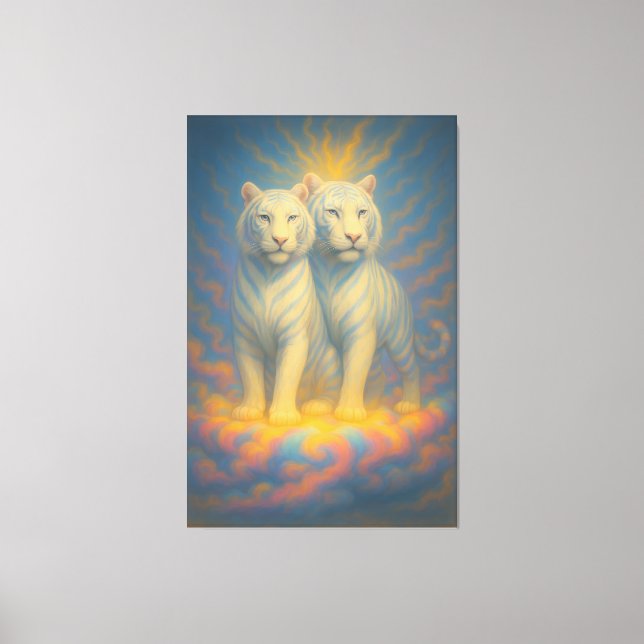 Divine White Tiger Royals – Twin Guardians of the  Leinwanddruck (Vorderseite)