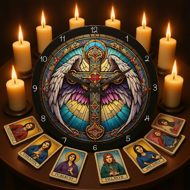 Divine Winged Cross Große Wanduhr (Von Creator hochgeladen)