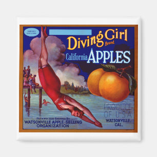 Diving Girl Äpfel Magnet