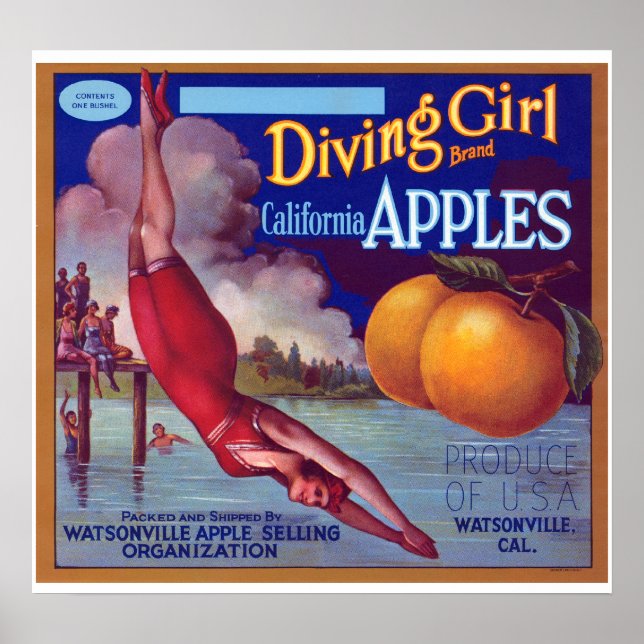 Diving Girl Äpfel Poster (Vorne)