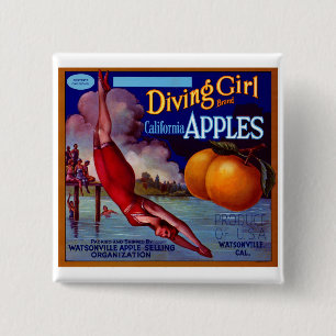 Diving Girl California Button
