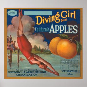 Diving Girl California Poster
