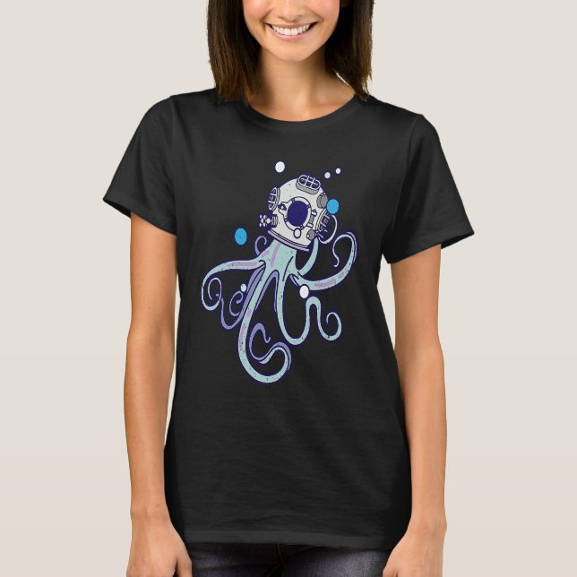 Diving Octopus I Diving Helmet I Cute Octopus T-Shirt (Vorderseite)