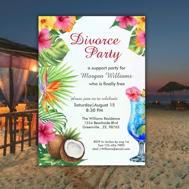 Divorce Tropical Summer Dine & Cocktail Party  Einladung (Von Creator hochgeladen)