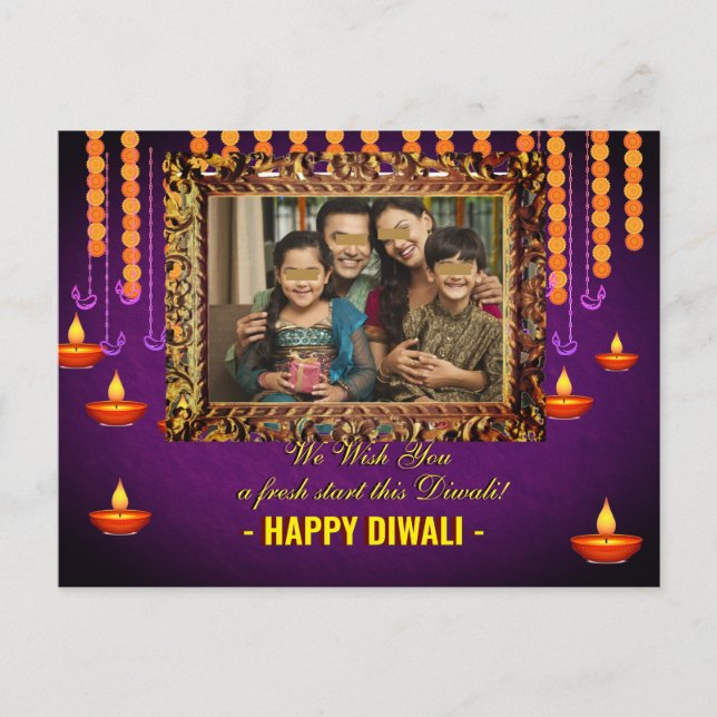 Diwali begrüßt traditionelle Fotokarte Postkarte (Vorderseite)