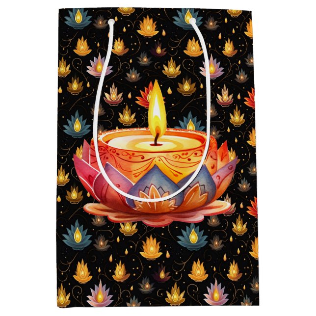 Diwali Candles Mittlere Geschenktüte (Vorderseite)