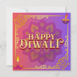 Diwali Card Farbenrosa und Lila Mandala Feiertagskarte