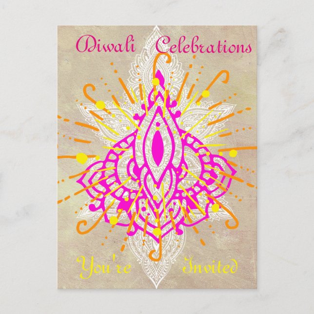 Diwali Celebration Einladung Postkarte (Vorderseite)