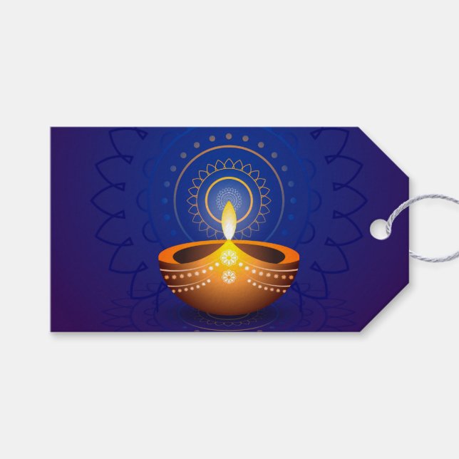 Diwali Diya Geschenkanhänger (Vorderseite (Horizontal))