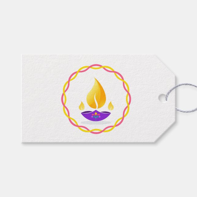 Diwali Diya Geschenkanhänger (Vorderseite (Horizontal))